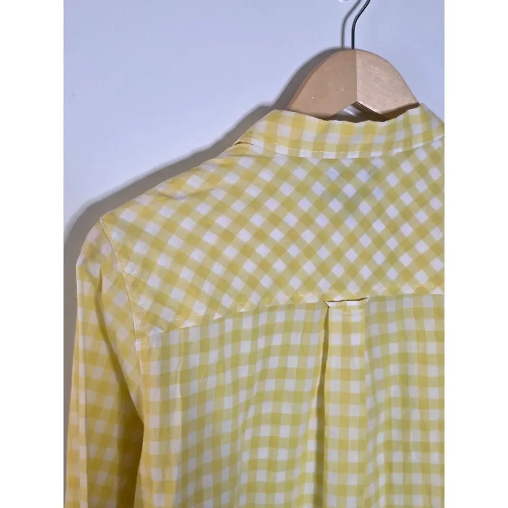 J. Crew classic Yellow Gingham Long-Sleeve Shirt Lightweight Button front casual